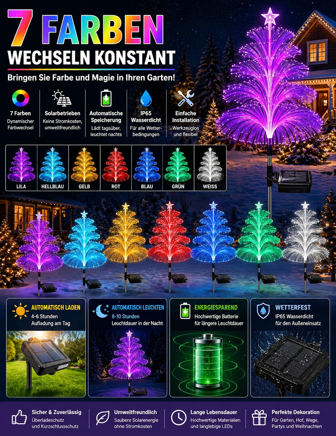 Solar Quallen-Gartenleuchte – Farbwechsel LED für Garten