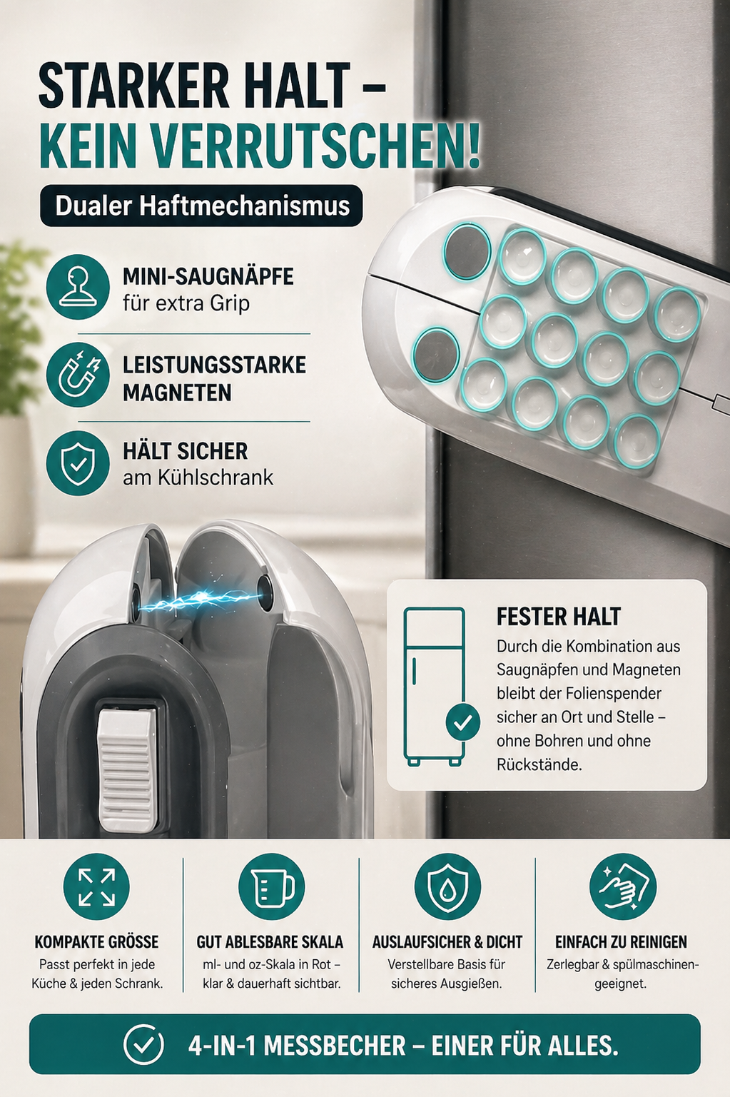 Magnetischer Folienspender – sauber schneiden in Sekunden