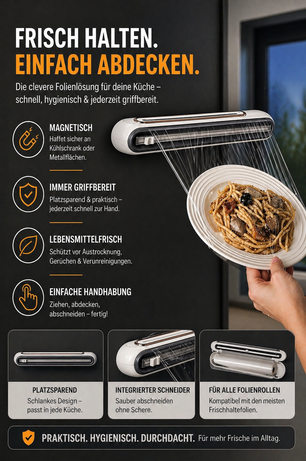 Magnetischer Folienspender – sauber schneiden in Sekunden