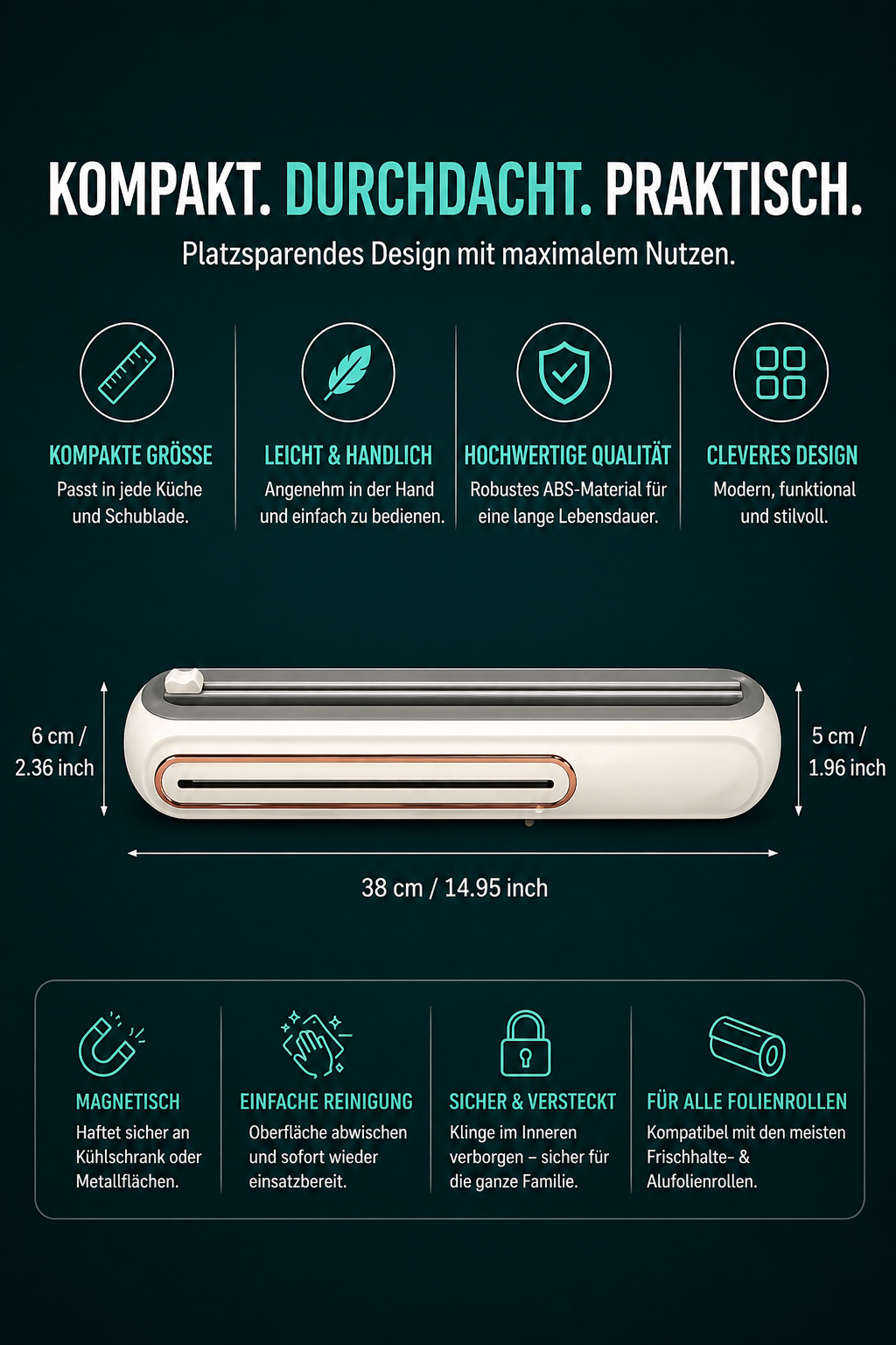 Magnetischer Folienspender – sauber schneiden in Sekunden