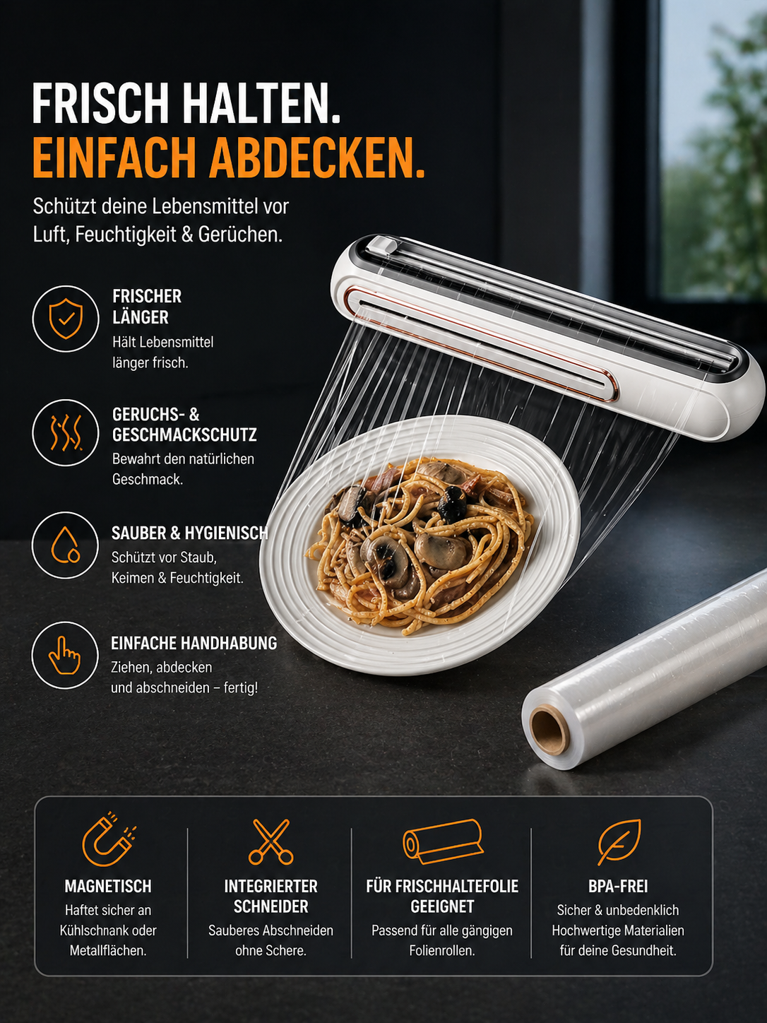 Magnetischer Folienspender – sauber schneiden in Sekunden