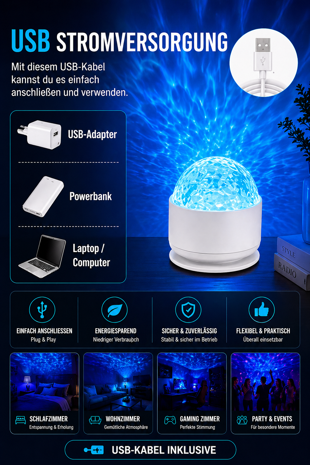 Nordlicht Projektor – Aurora Borealis Nachtlicht für Schlafzimmer