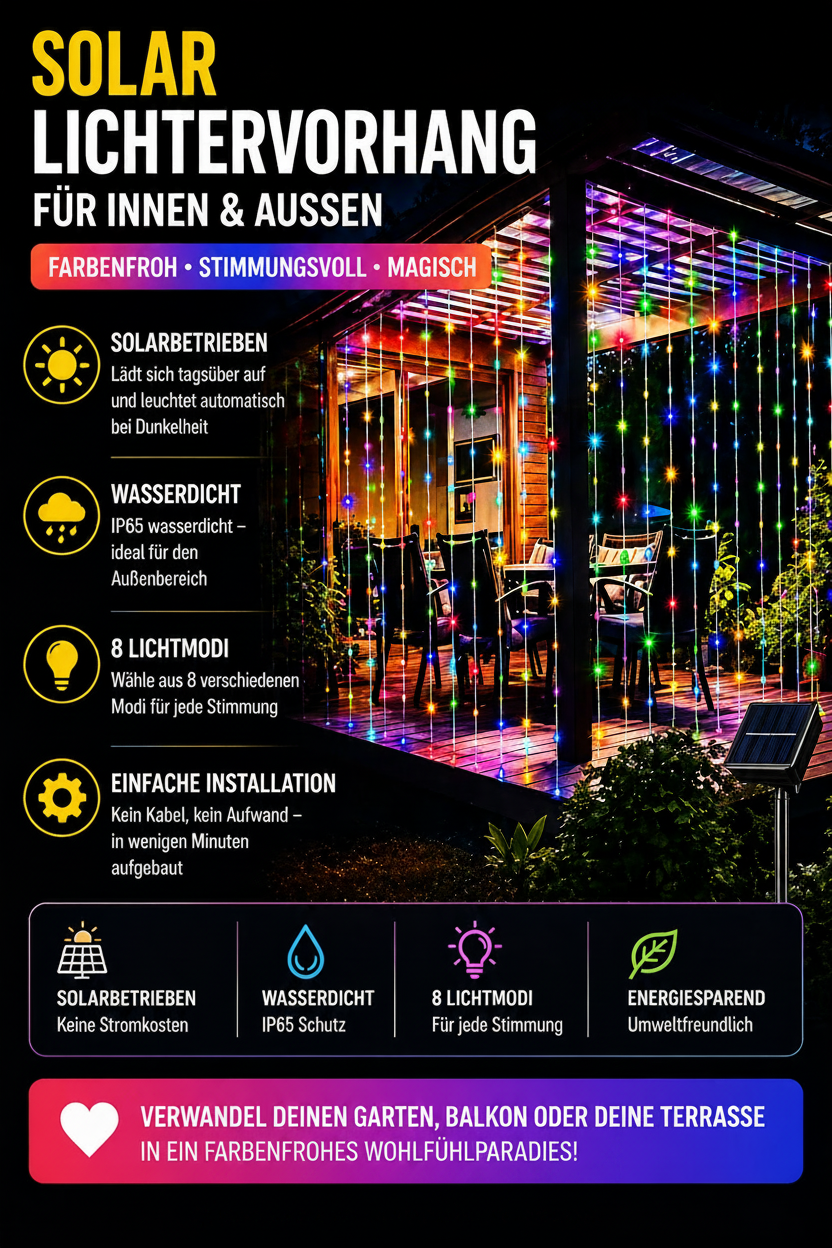 Solar Lichterkette Outdoor – wasserfest für Garten & Terrasse