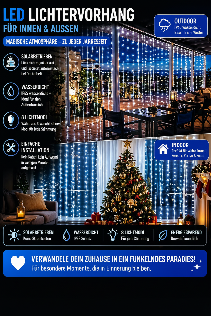 Solar Lichterkette Outdoor – wasserfest für Garten & Terrasse