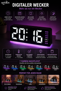 LED Digital Wecker mit Atmosphärenlicht – USB, Datum & Temperatur