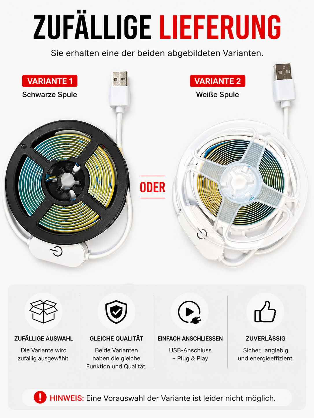 LED COB Lichtstreifen – Touch Dimmer & USB-betrieben
