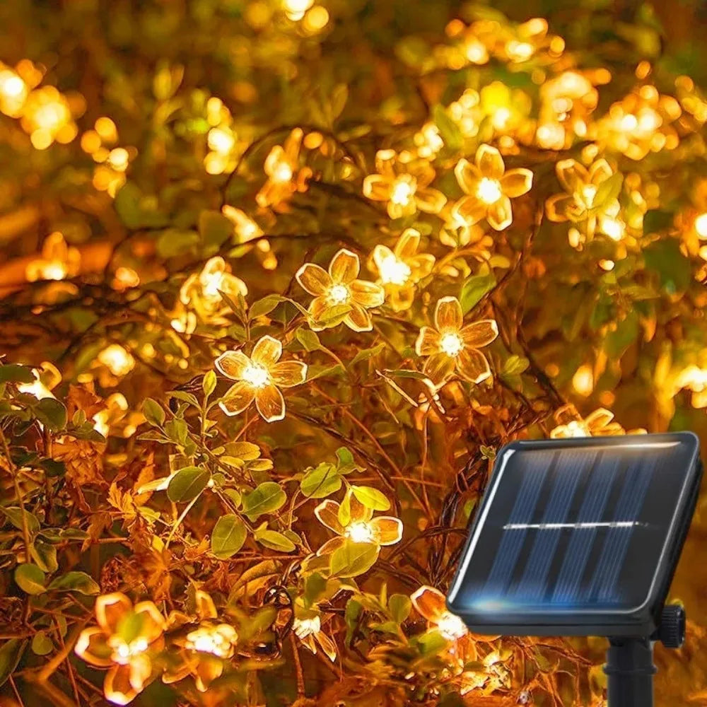 Solar Kirschblüten Lichterkette – LED Garland für Garten