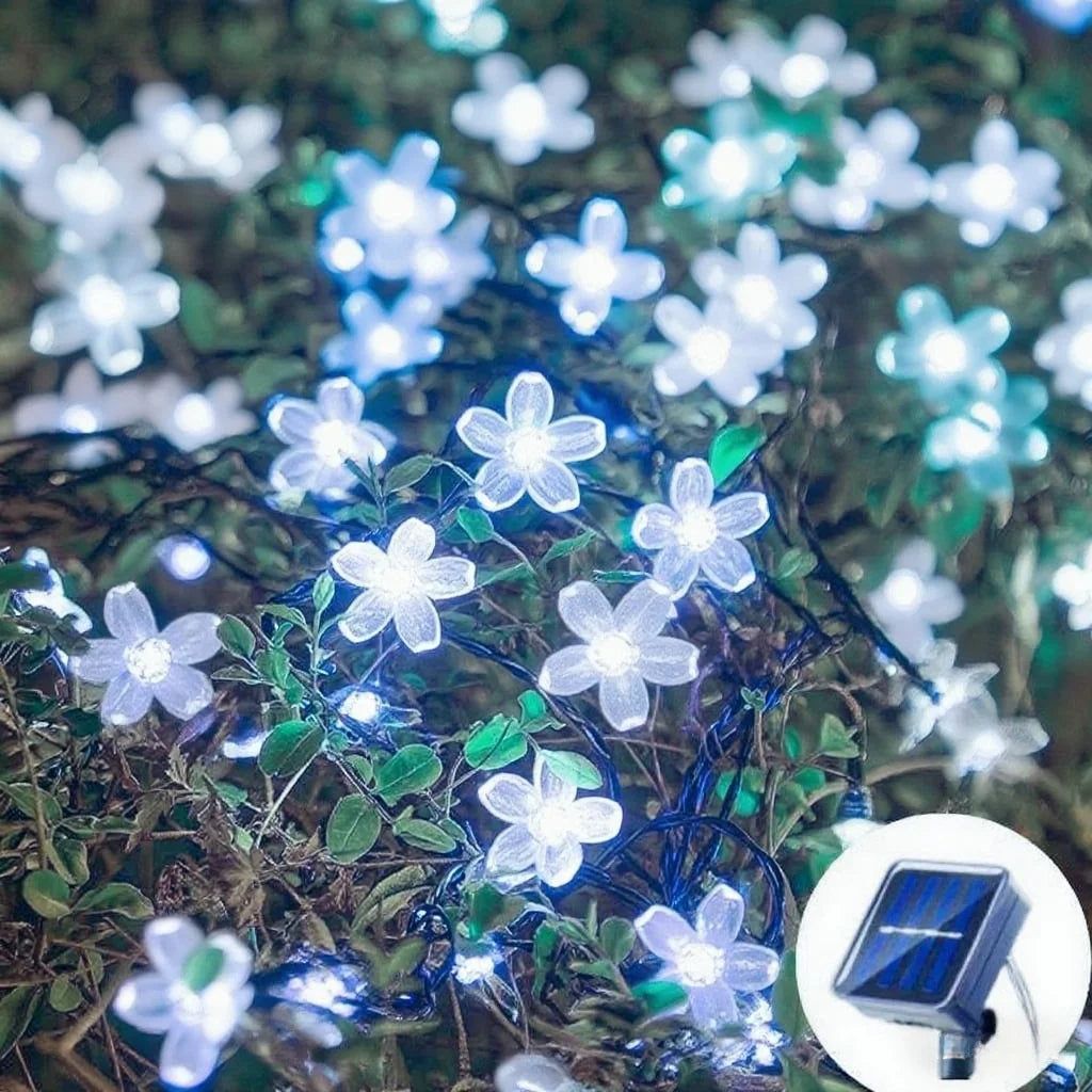Solar Kirschblüten Lichterkette – LED Garland für Garten