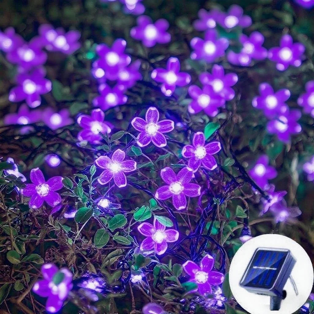 Solar Kirschblüten Lichterkette – LED Garland für Garten